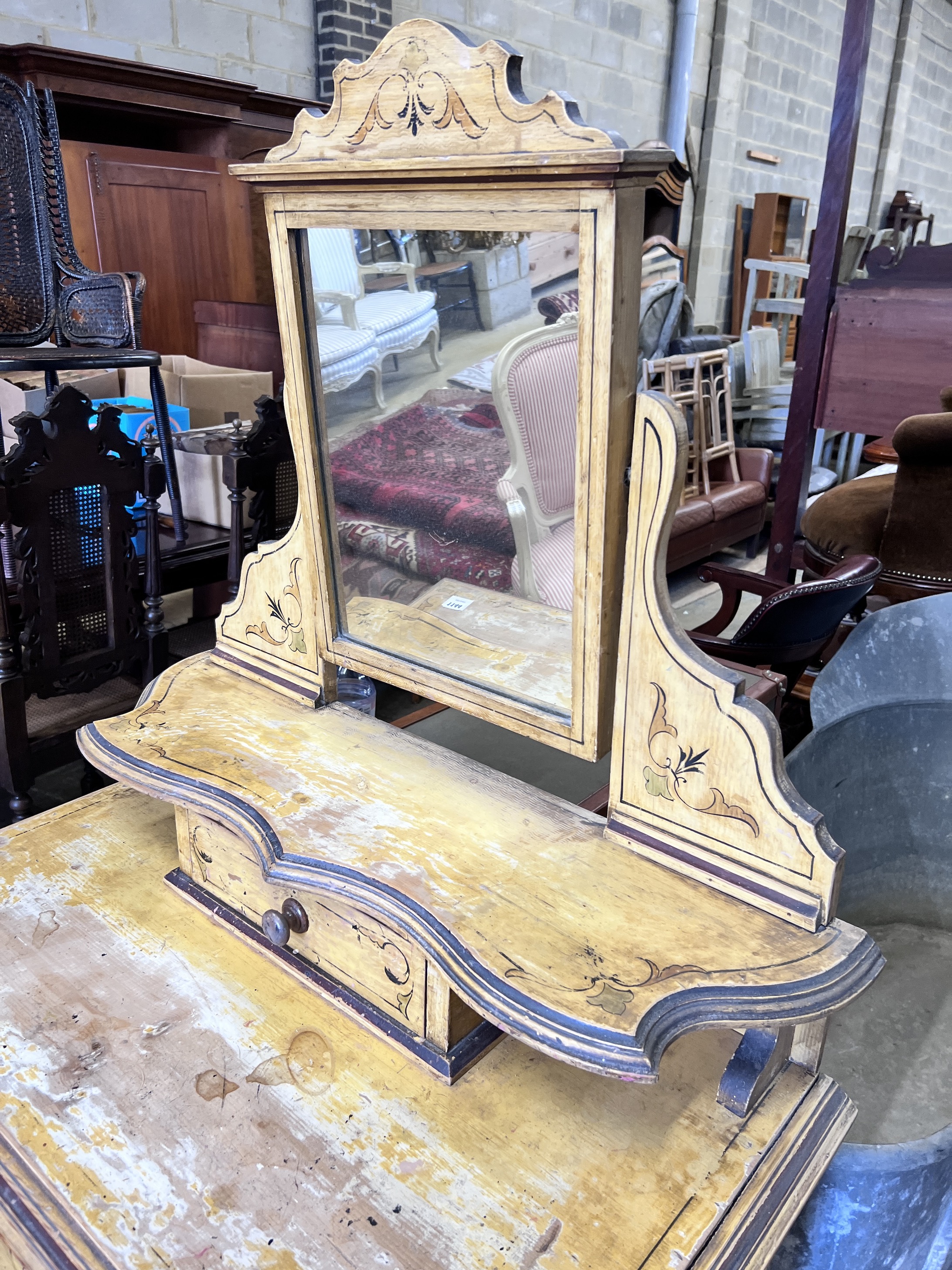 An Edwardian later painted beech dressing chest, width 85cm